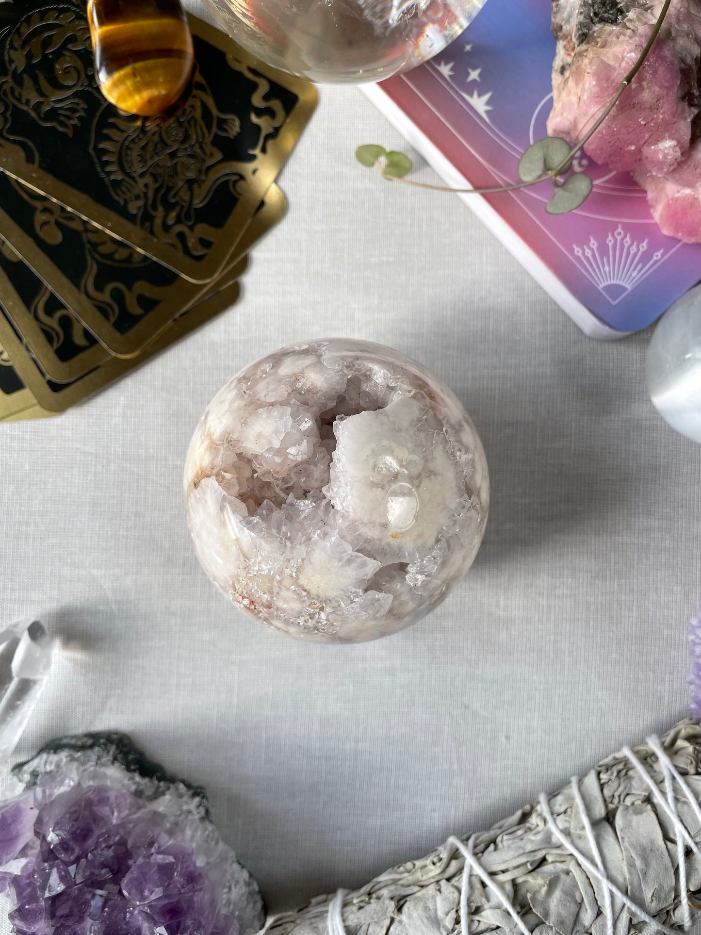 Blumenachat mit Pink Amethyst Kugel