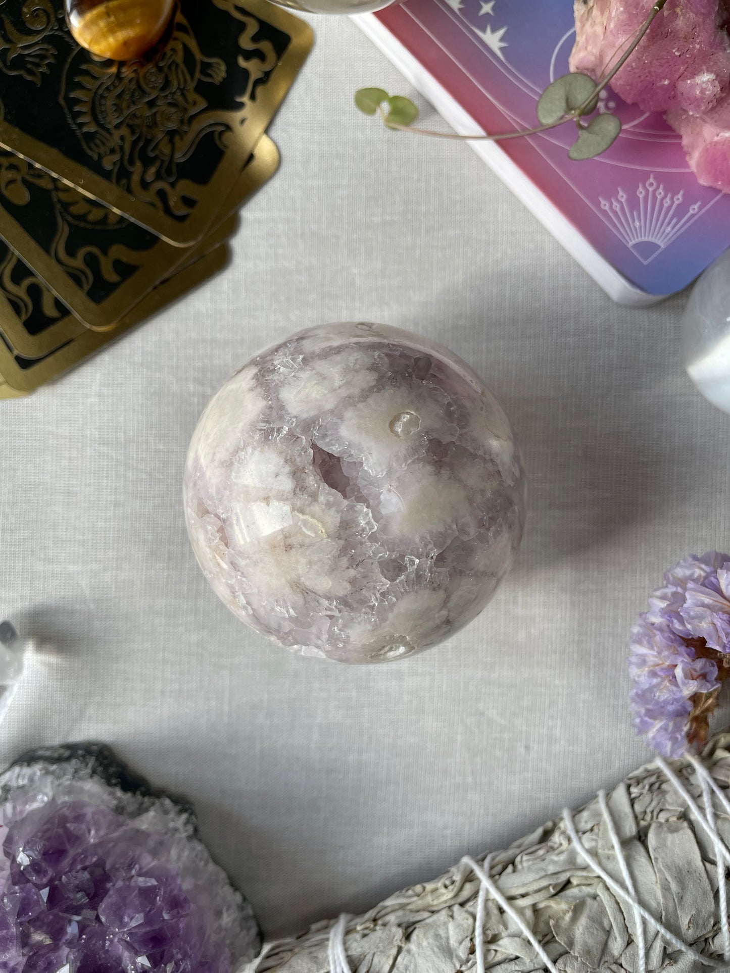 Blumenachat mit Pink Amethyst Kugel