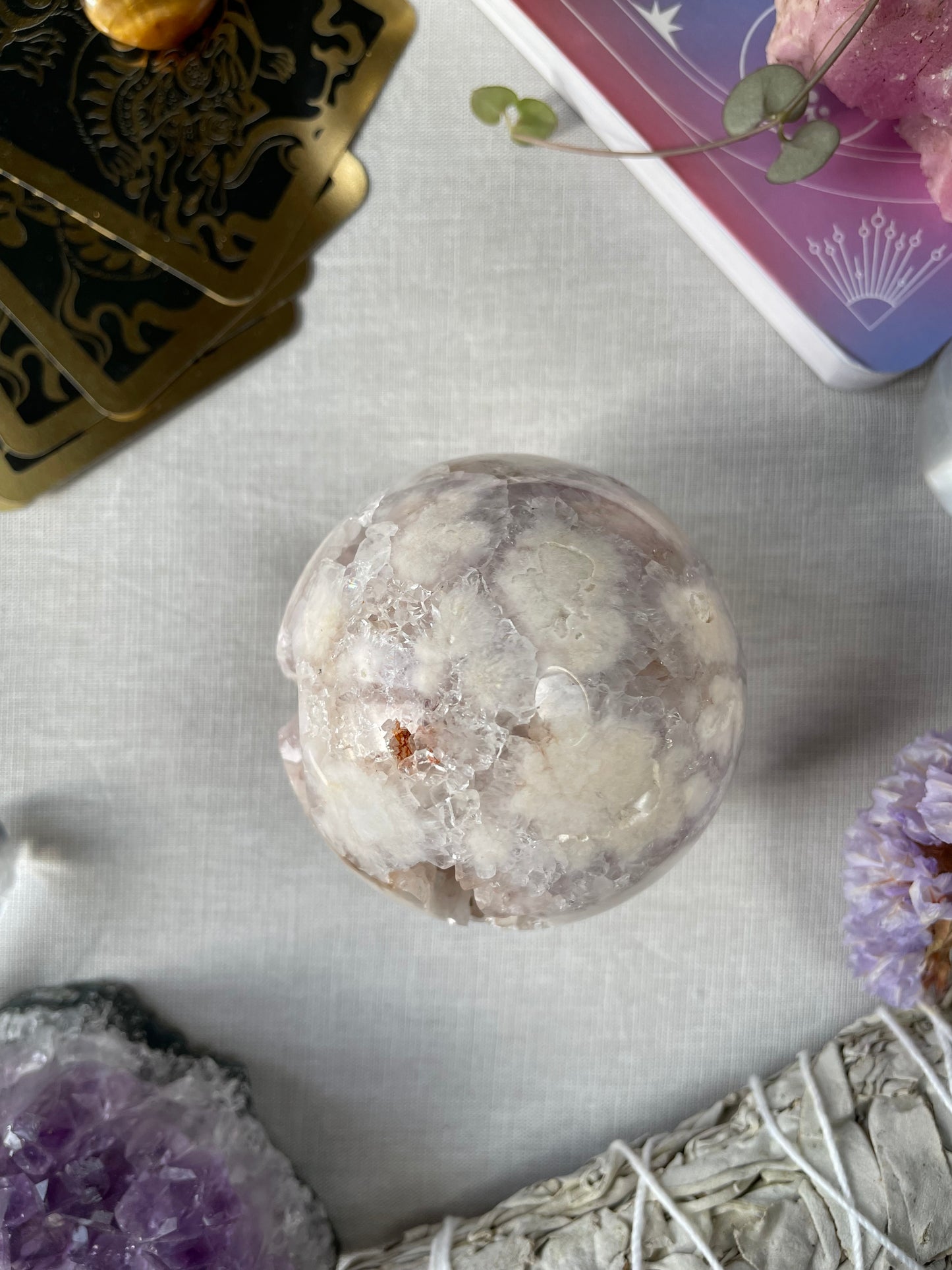 Blumenachat mit Pink Amethyst Kugel